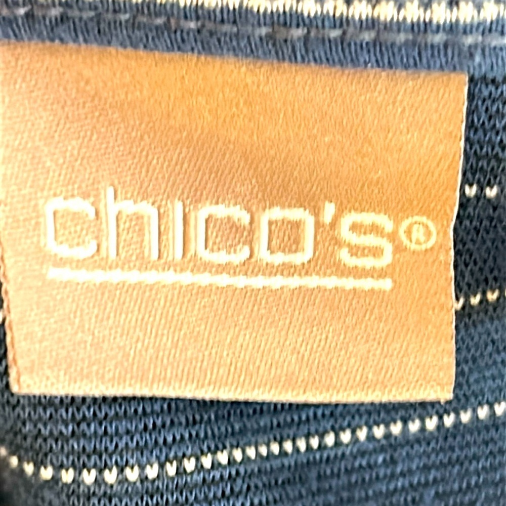 Chico's Blue White Striped 3/4 Length Sleeve Top Chico’s Size 1 = US Size M - Picture 3 of 7